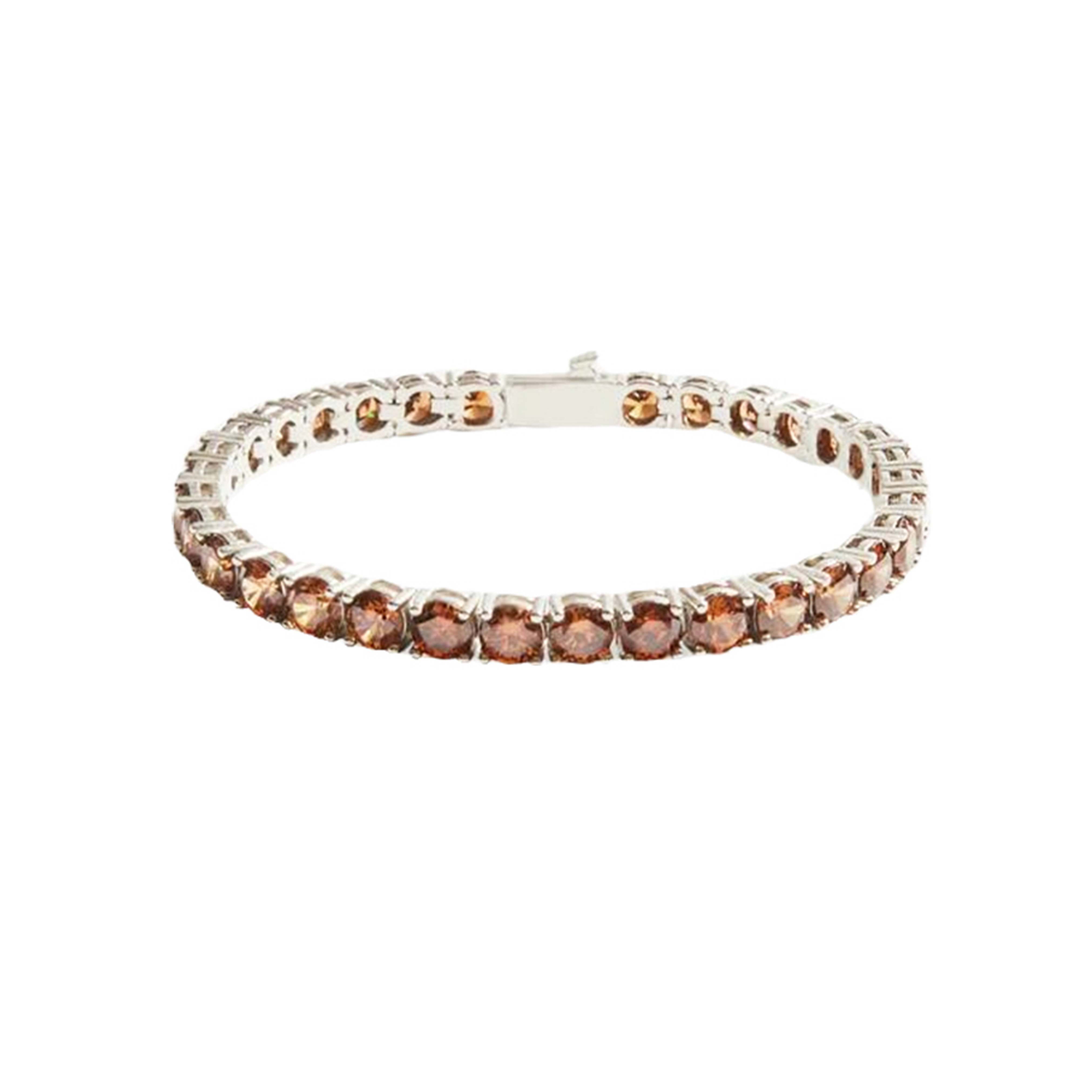 Tennis Bracelet With Coffee Stone In White Gold - 5mm